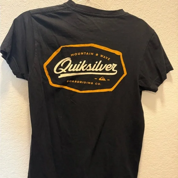 Quiksilver Black Tee with Gold Logo size S - Picture 3 of 5